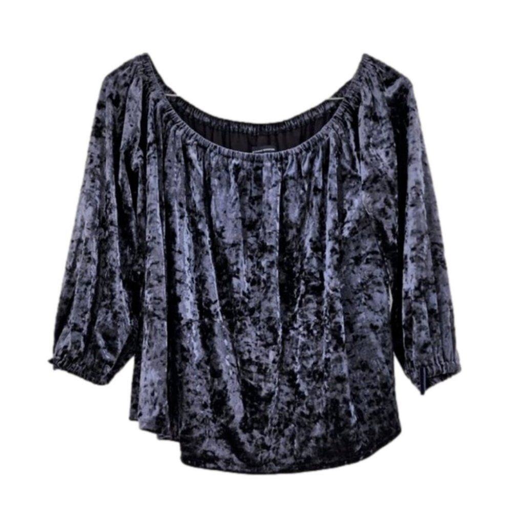 AMERICAN EAGLE OUTFITTERS Blue Velvet Off Shoulder Top Womens Size Small S